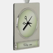 Beauticiaanse Design Apple Green Personal Year Verzilverd Banner Ornament (Rechts)