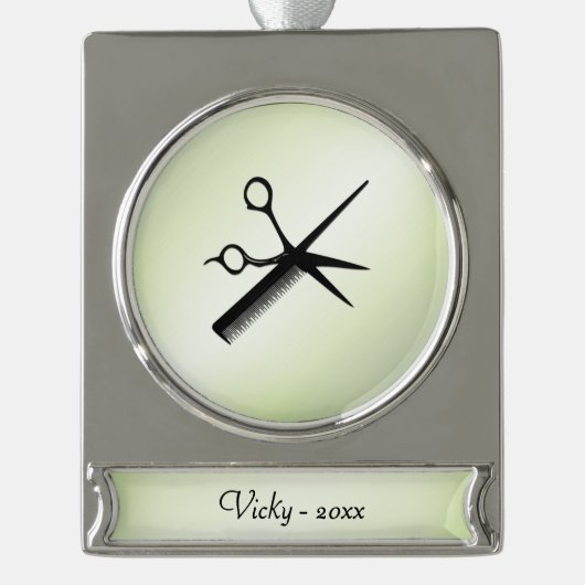 Beauticiaanse Design Apple Green Personal Year Verzilverd Banner Ornament (Voorkant)