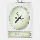 Beauticiaanse Design Apple Green Personal Year Verzilverd Banner Ornament (Links)