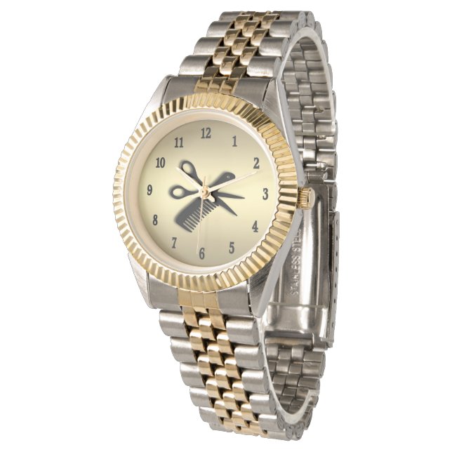 Beautician/Barber Design Gold met zwarte nummers Horloge