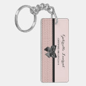 Beautician Chic Parijse roze Polka Dots Black Bow Sleutelhanger (Voorkant Links)