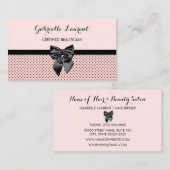 Beautician Chic Parijse roze Polka Dots Black Bow Visitekaartje (Voorkant / Achterkant)