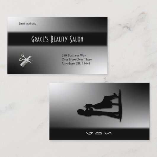 Beautician Design Black en White Visitekaartje (Voorkant / Achterkant)
