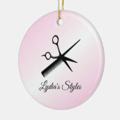 Beautician Design Roze Personal Keramisch Ornament (Links)