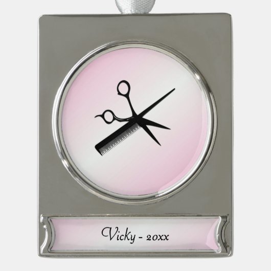 Beautician Design Roze Verzilverd Banner Ornament (Voorkant)