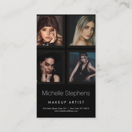 Beautician Hair en Makeup Artist Black Visitekaartje (Voorkant)