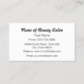 Beautician Pink and Black Girly Hair Stylist Visitekaartje (Achterkant)