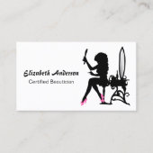 Beautician Pink and Black Girly Hair Stylist Visitekaartje (Voorkant)