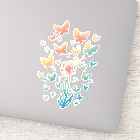 BEAUTIEF KLEURSTROOM VAN DANDELION EN BUTTERFLIE STICKER (Detail)