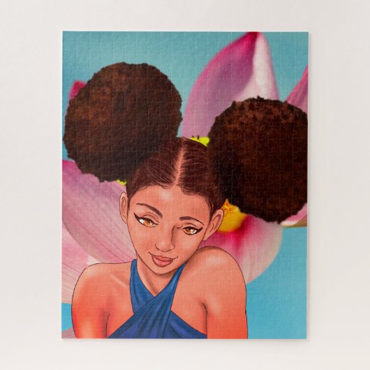 BEAUTIEF NATUURLIJK AFRO ZWART MEISJE LEGPUZZEL (Verticaal)