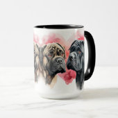 BEAUTIEF PAAR WATERVERF KANE CORSO DOGS MOK (Voorkant rechts)