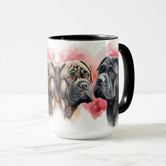 BEAUTIEF PAAR WATERVERF KANE CORSO DOGS MOK (Voorkant rechts)