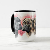 BEAUTIEF PAAR WATERVERF KANE CORSO DOGS MOK (Voorkant links)