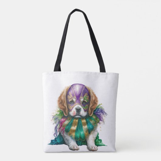BEAUTIEF PAARS GROEN GOLD MARDI GRAS PUPPY DOG TOTE BAG (Achterkant)