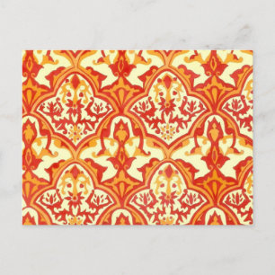 BEAUTIEF PATROON - ROOD EN ORANJE BRIEFKAART