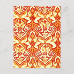 BEAUTIEF PATROON - ROOD EN ORANJE BRIEFKAART