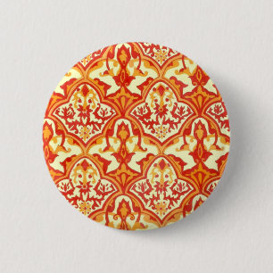 BEAUTIEF PATROON - ROOD EN ORANJE RONDE BUTTON 5,7 CM