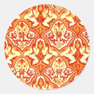 BEAUTIEF PATROON - ROOD EN ORANJE RONDE STICKER