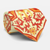 BEAUTIEF PATROON - ROOD EN ORANJE STROPDAS (Opgerold)