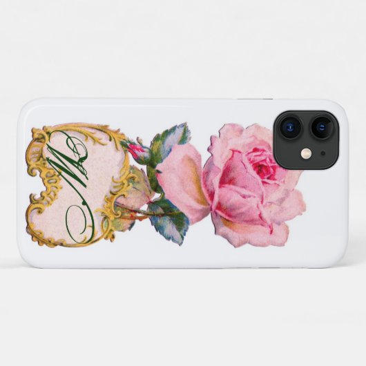BEAUTIEF PINK ROSE MONOGRAM Case-Mate iPhone CASE (Achterkant (horizontaal))