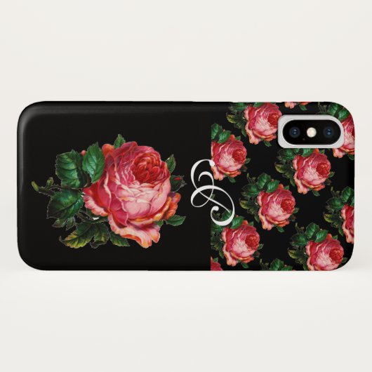 BEAUTIEF PINK ROSE MONOGRAM Case-Mate iPhone CASE (Achterkant (horizontaal))