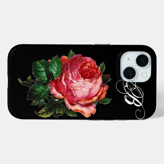 BEAUTIEF PINK ROSE MONOGRAM Case-Mate iPhone CASE (Achterkant (horizontaal))