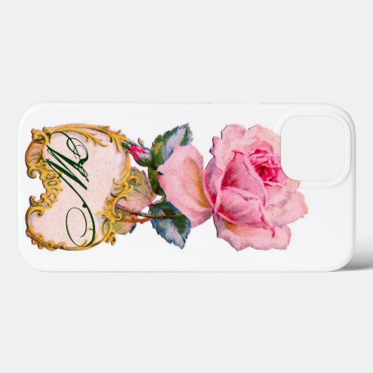 BEAUTIEF PINK ROSE MONOGRAM Case-Mate iPhone CASE (Achterkant (horizontaal))