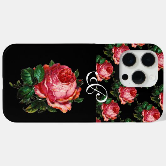 BEAUTIEF PINK ROSE MONOGRAM Case-Mate iPhone CASE (Achterkant (horizontaal))