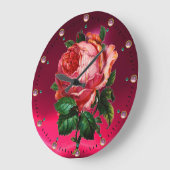 BEAUTIEF PINKROSE MET GEMSTONEN GROTE KLOK (Hoek)