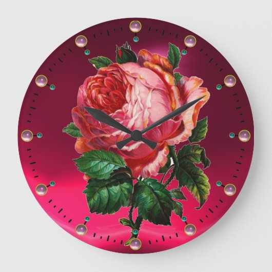 BEAUTIEF PINKROSE MET GEMSTONEN GROTE KLOK (Voorkant)
