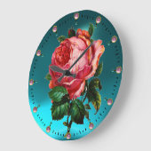BEAUTIEF PINKROSE MET GEMSTONEN GROTE KLOK (Hoek)