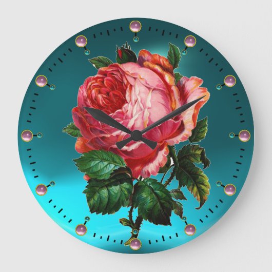 BEAUTIEF PINKROSE MET GEMSTONEN GROTE KLOK (Voorkant)
