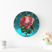 BEAUTIEF PINKROSE MET GEMSTONEN GROTE KLOK (Huis)
