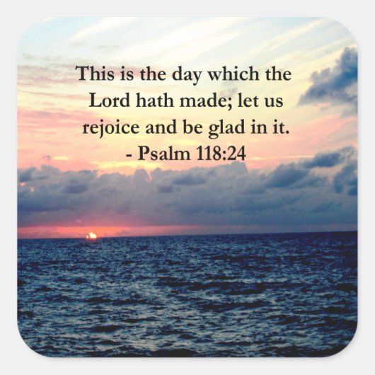 BEAUTIEF PSALM 118:24 SUNRISE OVER DE OCEAAN VIERKANTE STICKER (Voorkant)