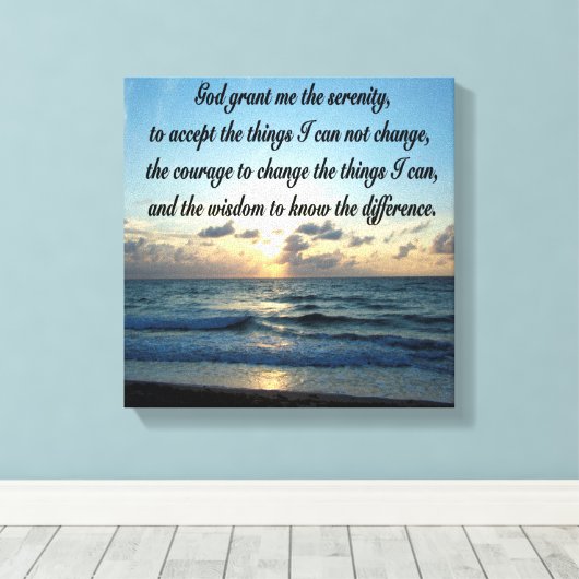 BEAUTIEF SERENITEITSPRAYER OCEAN FOTO CANVAS AFDRUK (Insitu (Houten vloer))