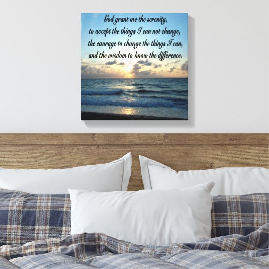 BEAUTIEF SERENITEITSPRAYER OCEAN FOTO CANVAS AFDRUK (Insitu (Slaapkamer))