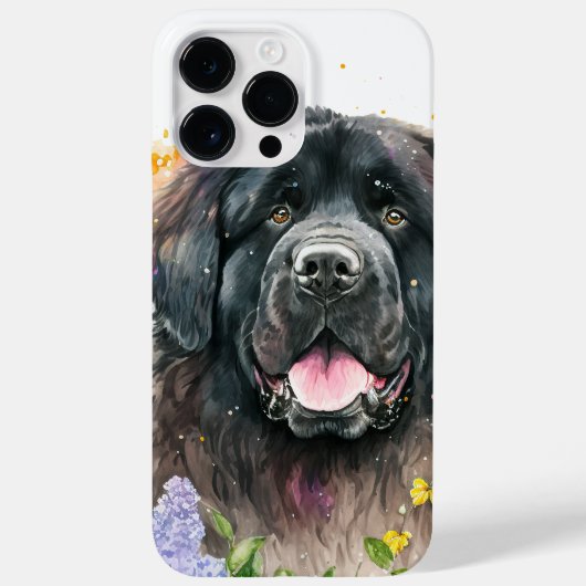 BEAUTIEF WATERVERF BLACK NEWFOUNDLAND DOG Case-Mate iPhone CASE (Achterkant)