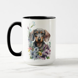 BEAUTIEF WATERVERF BLACK & TAN DACHSHUND DOG MOK