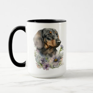 BEAUTIEF WATERVERF BLACK & TAN DACHSHUND DOG MOK