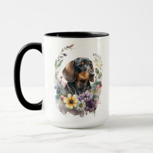 BEAUTIEF WATERVERF BLACK & TAN DACHSHUND DOG MOK