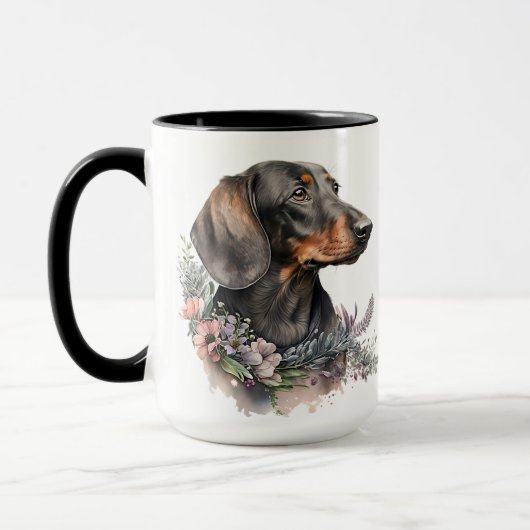 BEAUTIEF WATERVERF BLACK & TAN DACHSHUND DOG MOK (Links)