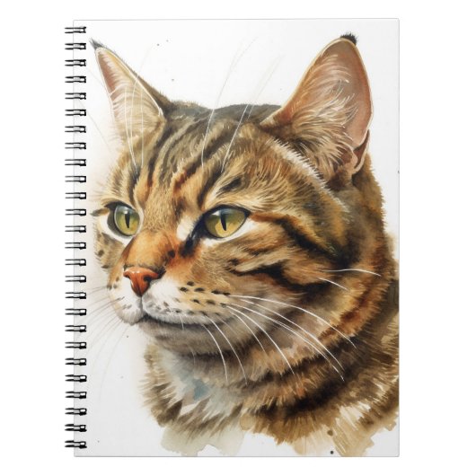 BEAUTIEF WATERVERF BROWN TABBY CAT NOTITIEBOEK (Voorkant)