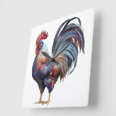 BEAUTIEF WATERVERF COLORFUL ROOSTER VIERKANTE KLOK (Hoek)