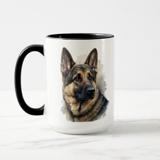 BEAUTIEF WATERVERF GERMAN SHEPHERD DOG FLOWERS MOK (Links)