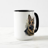 BEAUTIEF WATERVERF GERMAN SHEPHERD DOG FLOWERS MOK (Voorkant rechts)
