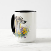 BEAUTIEF WATERVERF GREYHOUND DOG MET STROMEN MOK (Voorkant links)