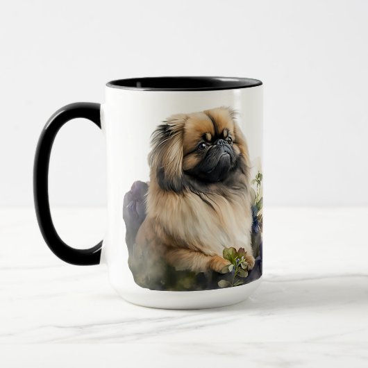 BEAUTIEF WATERVERF PEKINGESE DOG & FLOWERS MOK (Links)