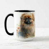 BEAUTIEF WATERVERF PEKINGESE DOG & FLOWERS MOK (Links)