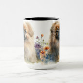 BEAUTIEF WATERVERF PEKINGESE DOG & FLOWERS MOK (Midden)