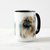 BEAUTIEF WATERVERF PEKINGESE DOG & FLOWERS MOK (Voorkant rechts)